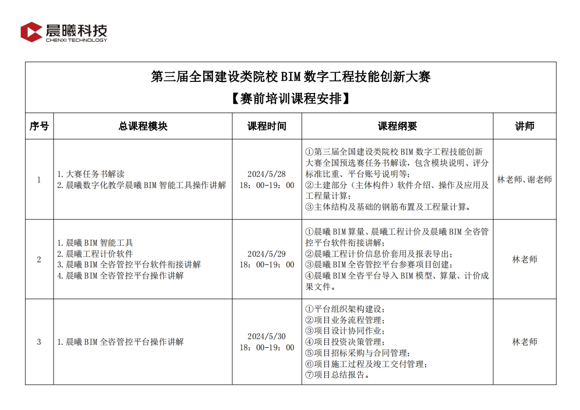 第三届全国建设类院校BIM数字工程技能创新大赛【第一期赛前培训课程安排】.png